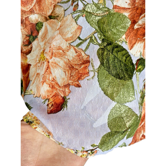 Chenault Blouse Top Light Blue Romantic Rose Floral Bell Sleeve Cottage Large - Picture 7 of 12